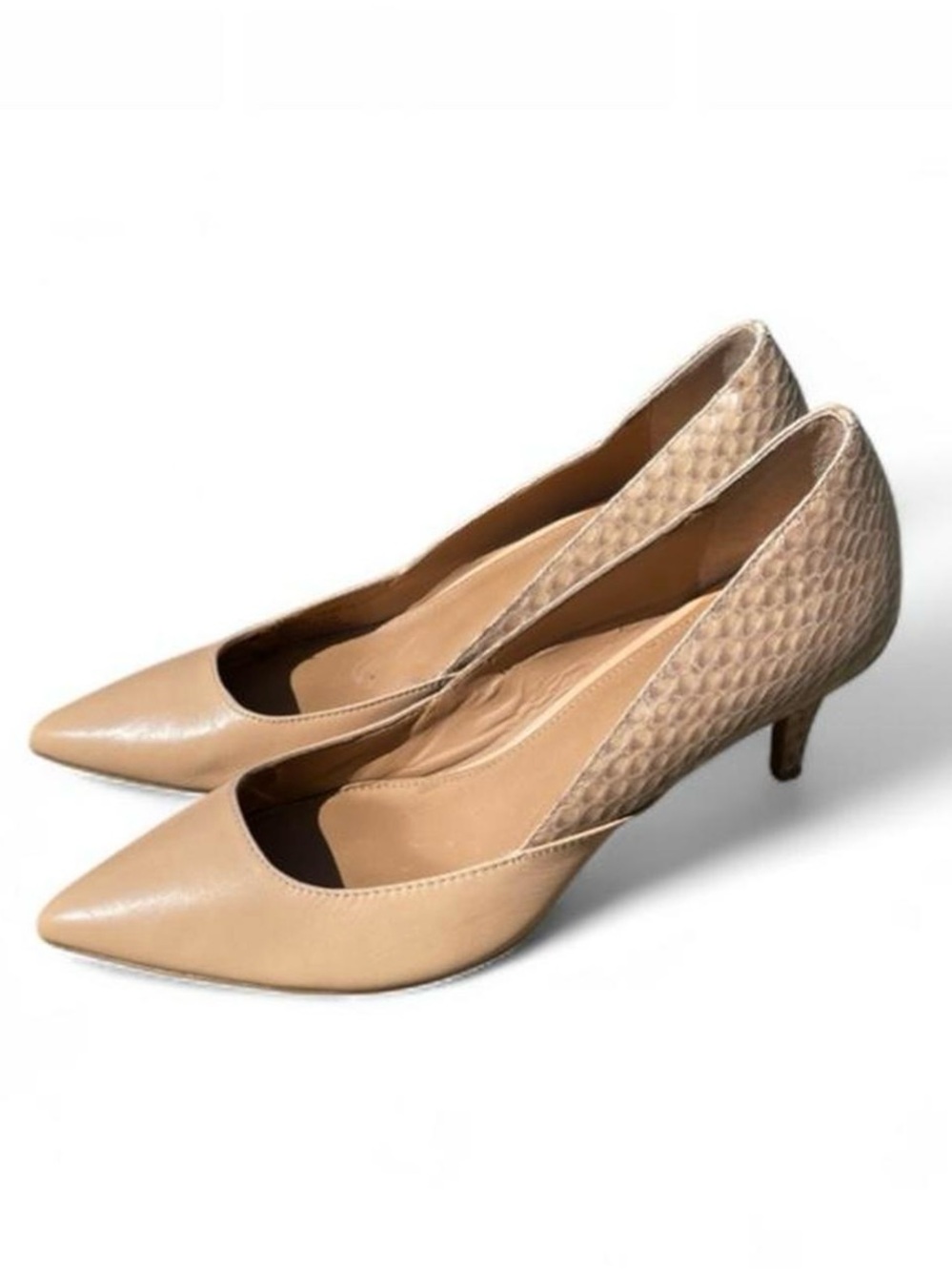 Calvin Klein Tan Pointed-Toe Kitten Heel Pumps